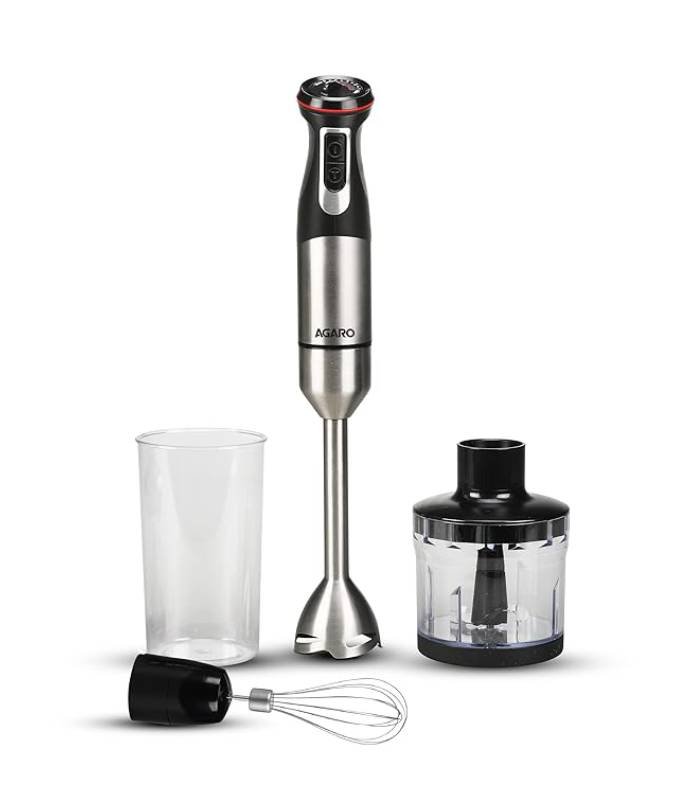AGARO Grand 1000 Watts Hand Blender With Chopper, Jar & Whisker, (Black), 400mmx60mm (33635) & AGARO Elegant Electric 400W Vegetable Chopper, 500 Ml (400 Watts) - Image 2