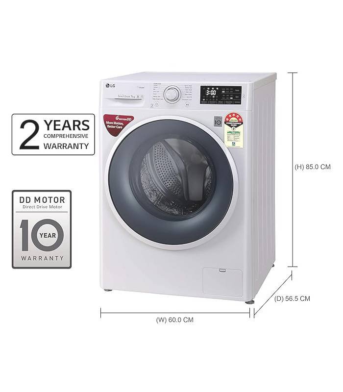 LG 7.0 kg 5 Star Inverter Fully-Automatic Front Loading Washing Machine (FHT1007ZNW, White, 6 Motion Direct Drive) - Image 3