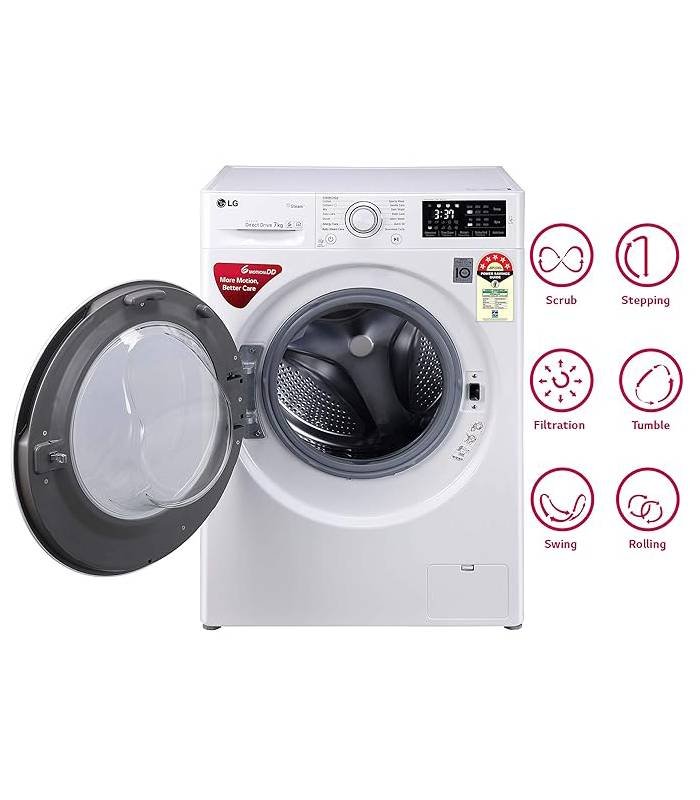 LG 7.0 kg 5 Star Inverter Fully-Automatic Front Loading Washing Machine (FHT1007ZNW, White, 6 Motion Direct Drive) - Image 4