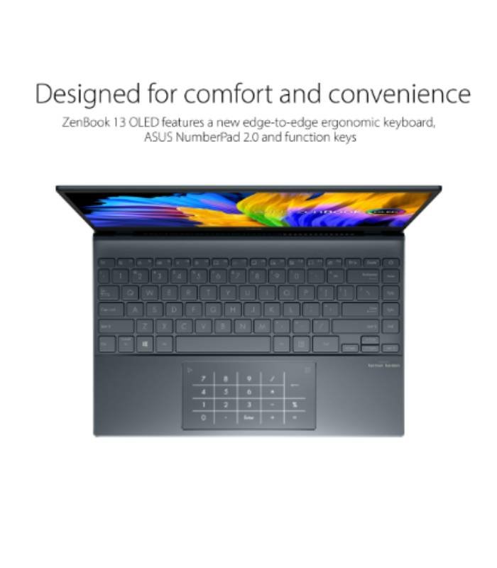 ASUS ZenBook 13 Ultra-Slim Laptop, 13.3” OLED NanoEdge, Intel Evo Platform i7-1165G7, 16GB, 512GB SSD, NumberPad, Thunderbolt 4, Wi-Fi 6, Windows 11 Pro, AI Noise-Cancellation, Pine Grey - Image 4