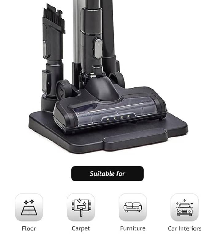 amazon basics Cordless Vacuum Cleaner With 350 W Power Suction, Rechargeable 2000 Mah Battery, Low Sound And 1 Year Warranty , Black, 0.6 Liter, Hepa, 5 Count - Image 5