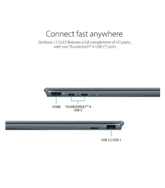ASUS ZenBook 13 Ultra-Slim Laptop, 13.3” OLED NanoEdge, Intel Evo Platform i7-1165G7, 16GB, 512GB SSD, NumberPad, Thunderbolt 4, Wi-Fi 6, Windows 11 Pro, AI Noise-Cancellation, Pine Grey - Image 7