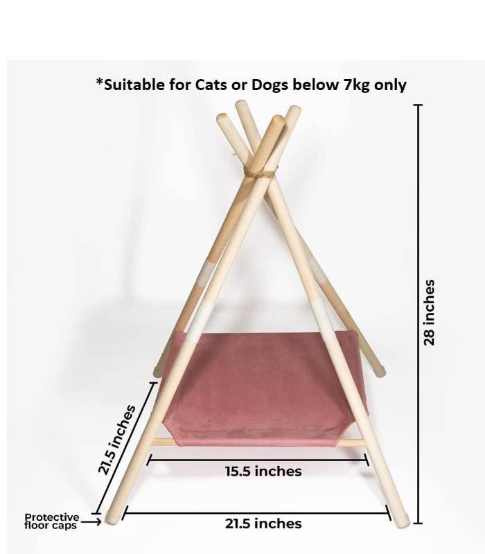 Cat Tent – Cute Cat Teepee with Fabric Cat Bed – Funny Teepee Tent for Small Cats and Dogs – Durable Wood and Soft Wool Pet Tent for Indoor Pets - Image 5