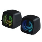 Portronics 6W in Tune 6 HD Sound 2.0 Channel Portable Desktop PC Speaker, 3.5mm Audio Jack, Volume Scroll Button, Multimedia Speaker, RGB LED Lights, Metal Mesh, USB Powered (Black)