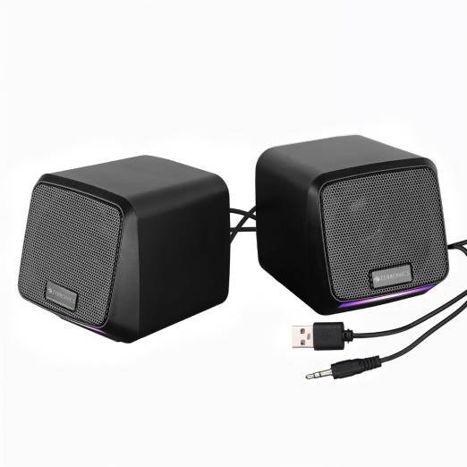 ZEBRONICS Igloo 1, 2.0 USB Computer Speakers, 8 Watts, Multicolor LED, USB Powered, AUX, Volume Control Pod for PC, Laptops, Desktop, Black - Image 2