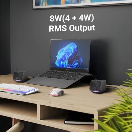 ZEBRONICS Igloo 1, 2.0 USB Computer Speakers, 8 Watts, Multicolor LED, USB Powered, AUX, Volume Control Pod for PC, Laptops, Desktop, Black - Image 7