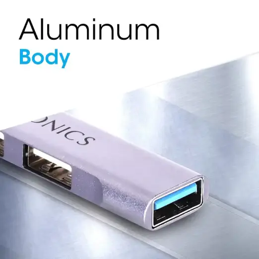 Zebronics 200HB USB 3.0 4 Port hub with Hi Speed Data Transfer, Aluminum + ABS Body, 15cm Cable, Sleek Design and Plug Play Usage - Black & Grey - Image 3
