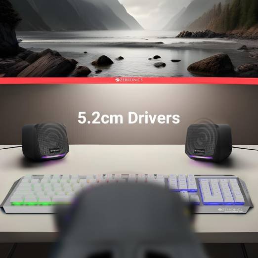 ZEBRONICS Igloo 1, 2.0 USB Computer Speakers, 8 Watts, Multicolor LED, USB Powered, AUX, Volume Control Pod for PC, Laptops, Desktop, Black - Image 5