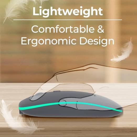 Zebronics Wireless Mouse, Dual Mode 2.4GHz + BT, Up to 1600 DPI, USB Nano Receiver, Lightweight Design, Multicolor LED Lights, Rechargeable Battery (Blanc, Grey) - Image 4