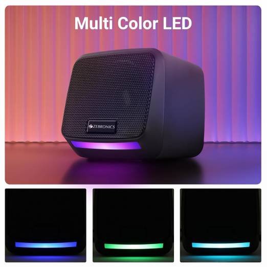 ZEBRONICS Igloo 1, 2.0 USB Computer Speakers, 8 Watts, Multicolor LED, USB Powered, AUX, Volume Control Pod for PC, Laptops, Desktop, Black - Image 6