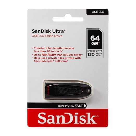 SanDisk Ultra 64GB, USB 3.0, Flash Drive, Upto 130MB/s R, Pendrive, Black, 5Y Warranty - Image 2