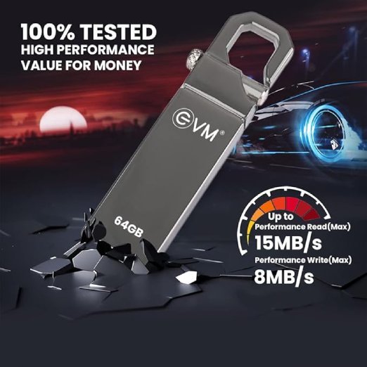 EVM EnStore 64GB Metal USB 2.0 Flash Drive - High Read Speeds up to 15MB/s & Write Speeds up to 8MB/s - Durable Metal Casing - Ideal for Data Transfer & Storage - (EVMPD/64GB) - Image 3