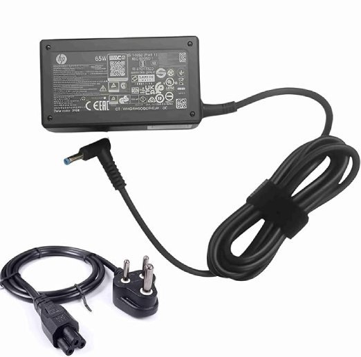 HP 65W AC Blue Pin Laptops Charger Adapter 4.5mm fit for HP Pavilion Black (with 3 pin Power Cable)