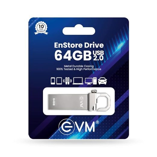 EVM EnStore 64GB Metal USB 2.0 Flash Drive - High Read Speeds up to 15MB/s & Write Speeds up to 8MB/s - Durable Metal Casing - Ideal for Data Transfer & Storage - (EVMPD/64GB) - Image 4