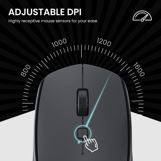 Portronics Toad 23 Wireless Optical Mouse with 2.4GHz, USB Nano Dongle, Optical Orientation, Click Wheel, Adjustable DPI(Black) - Image 5