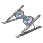 Zebronics Laptop Stand with Fans, Up to 17 inch Laptop, 2X RGB Fans + Speed Controller, 58CFM Airflow, 7 Level Adjustable, Foldable, Type-C Port, Anti-Slip Silicone Pad, Anti-Rust (NS6000)