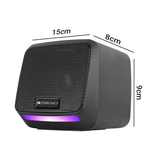 ZEBRONICS Igloo 1, 2.0 USB Computer Speakers, 8 Watts, Multicolor LED, USB Powered, AUX, Volume Control Pod for PC, Laptops, Desktop, Black - Image 3