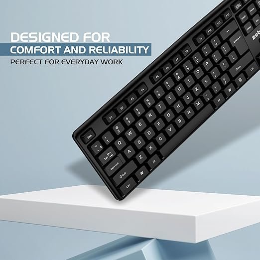 Zebion K500 USB Keyboard, Rugged Heavy-Duty Body, Tested with Over 5 Million Keystrokes,Clicky-Touch Feel, Ergonomic Design Comes with 102 Keys Including Rupee Key (Black) - Image 9