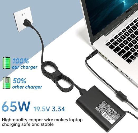 Dell Original 65W Laptop Charger for DELL Latitude E5470 7480 7490 E7250 3300 3380 5280 5480 5490 E5440 E5470 E6540 E7440 E7450 E7250 E6440 E6430 7290 5490 5590 5290 19.5V 3.34A AC Adapter (with Power Cable) - Image 5