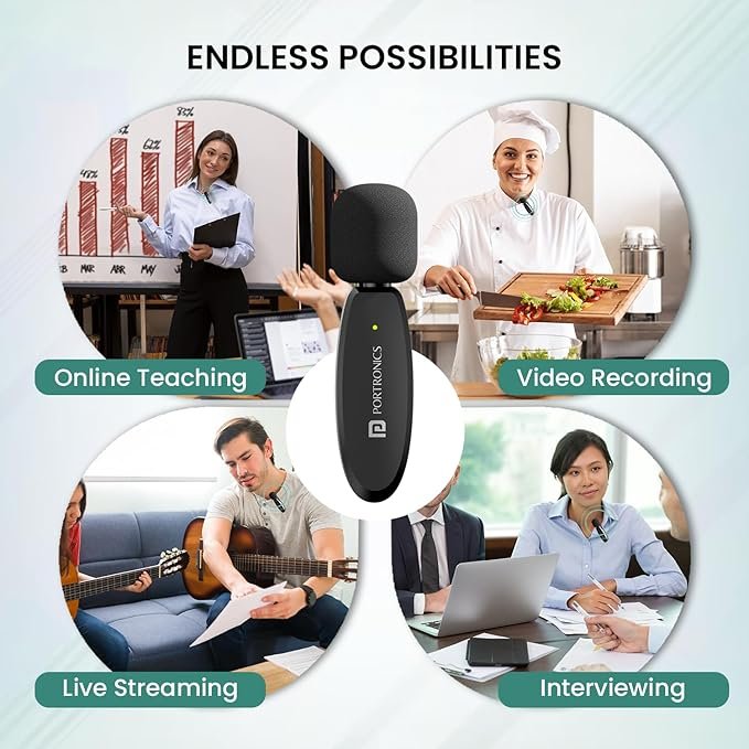 Portronics Dash 7 Omnidirectional Type C Wireless Microphone, Noise Cancellation, Plug & Play, Lapel Wireless Mic for Video Recording, Supports Type C Android, iPhone, Camera(Black) - Image 5