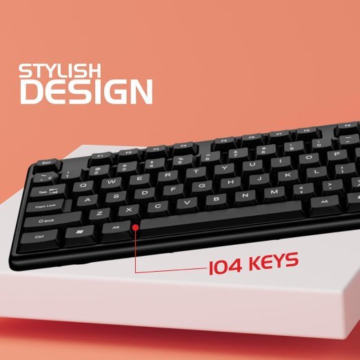 Zebion K500 USB Keyboard, Rugged Heavy-Duty Body, Tested with Over 5 Million Keystrokes,Clicky-Touch Feel, Ergonomic Design Comes with 102 Keys Including Rupee Key (Black) - Image 6
