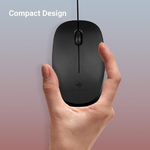 Zebronics Zeb-Power Wired USB Mouse, 3-Button, 1200 DPI Optical Sensor, Plug & Play, for Windows/Mac - Image 4