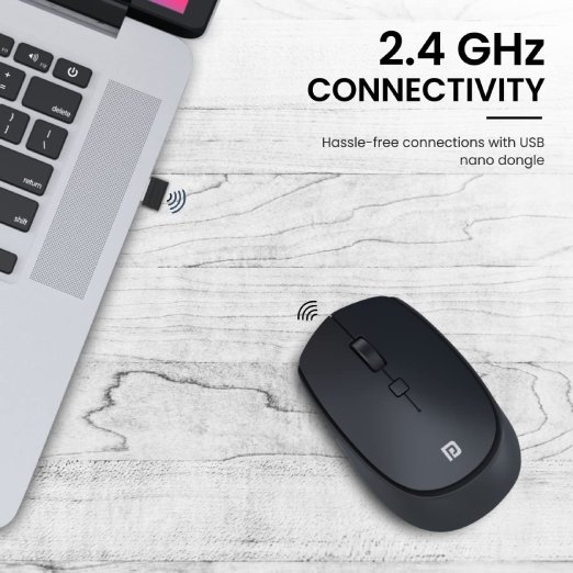 Portronics Toad 23 Wireless Optical Mouse with 2.4GHz, USB Nano Dongle, Optical Orientation, Click Wheel, Adjustable DPI(Black) - Image 7