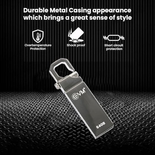 EVM EnStore 64GB Metal USB 2.0 Flash Drive - High Read Speeds up to 15MB/s & Write Speeds up to 8MB/s - Durable Metal Casing - Ideal for Data Transfer & Storage - (EVMPD/64GB) - Image 5