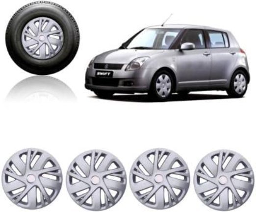 Car Wheel Cap Silver Set of 4 Pieces For Maruti Suzuki Swift VXI 14 inch - Image 2