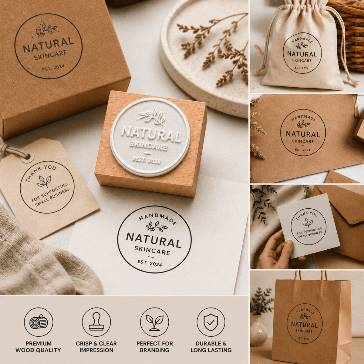 Custom Wooden Logo Rubber Stamp – Premium Branding Stamp for Packaging & Small Business - Image 2